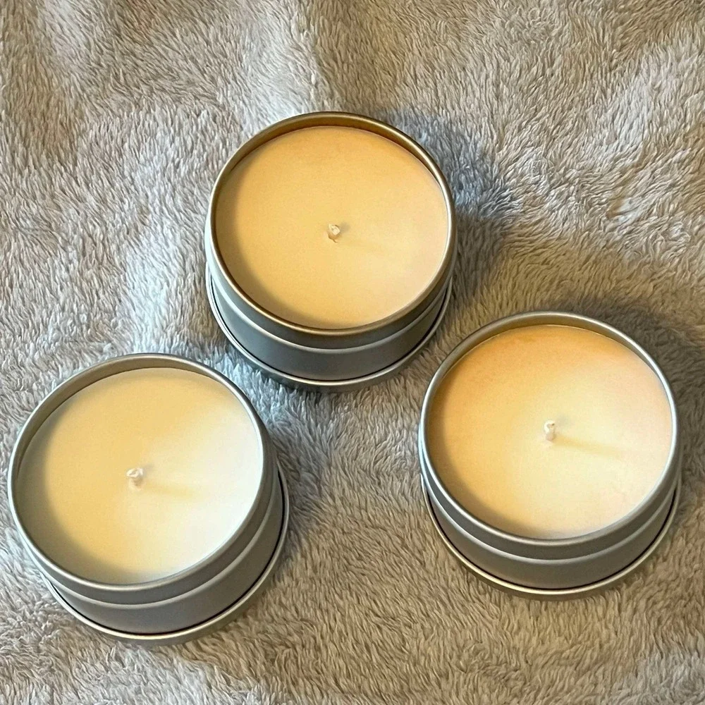Becker Vineyards Texas Hill Co 100% Soy Tin Candles Set/3 NEW 25 Hours TEXAS HTF